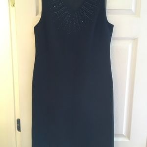 Kenar Black Beaded Neckline Sheath